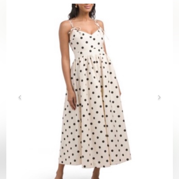 En Saison Polka Dot Tie Strap Midi Dress size XS - Picture 3 of 6